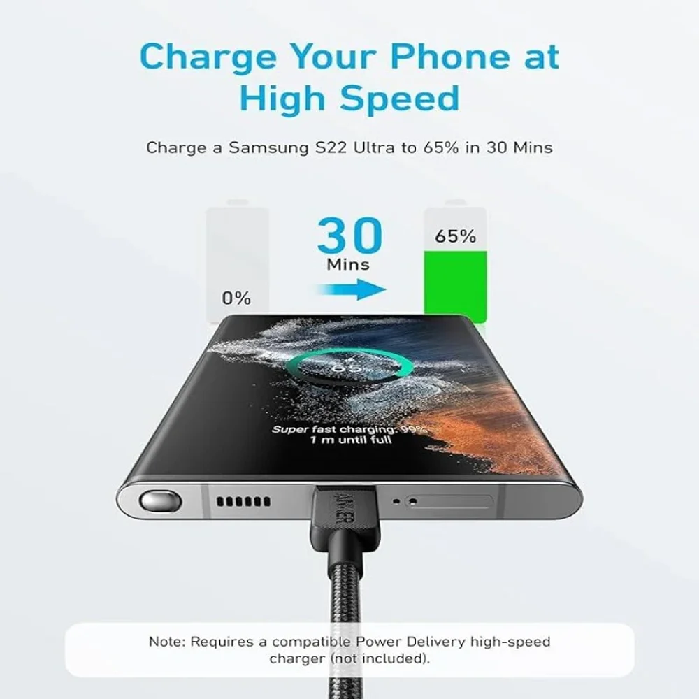 Anker 322 USB-C to USB-C Cable 3ft - Black