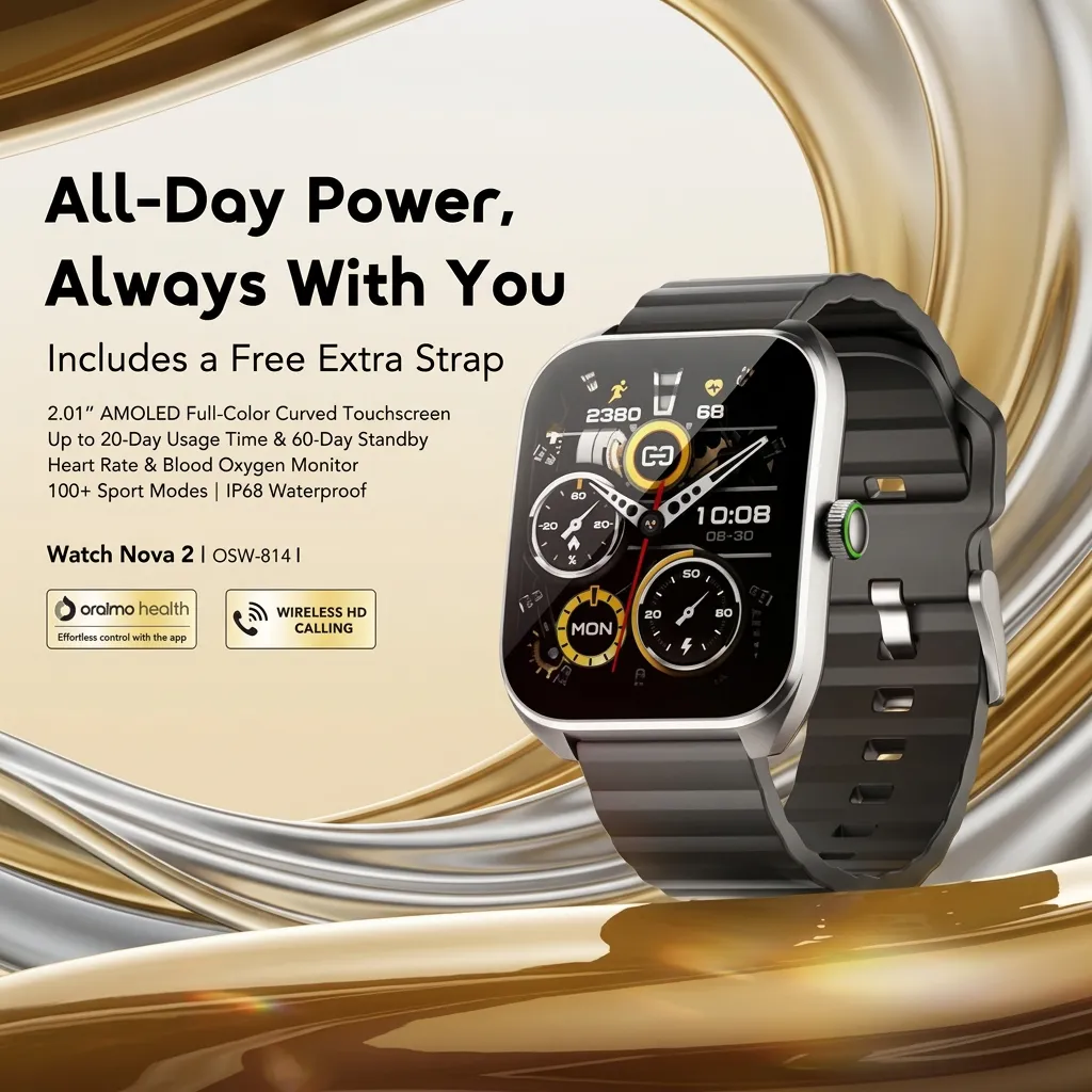 Oraimo Watch Nova 2 2.01-inch AMOLED IP68 Curved Smart Watch