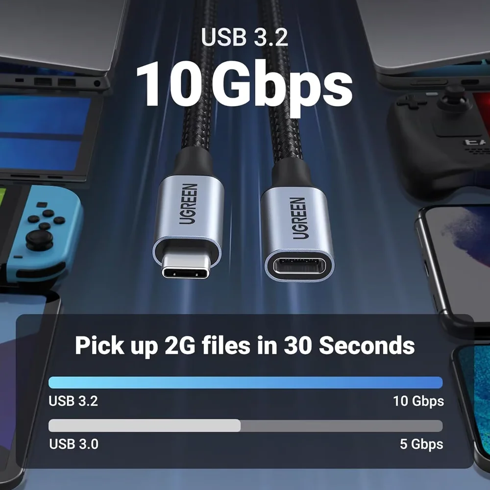 UGREEN 30205 USB-C to USB-C Female Extension Cable (1 Meter)
