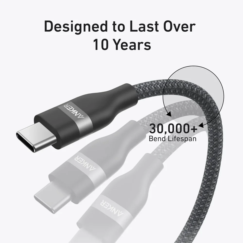 Anker USB-C to USB-C Cable (240W Upcycled-Braided) - 3ft