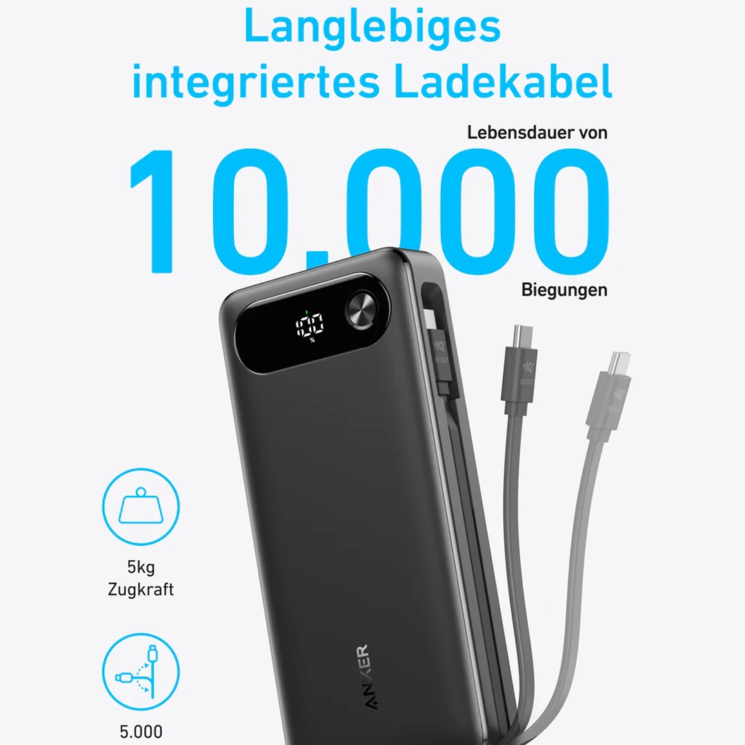 Anker Power Bank 20000mAh 87W with Built-in USB-C Cable