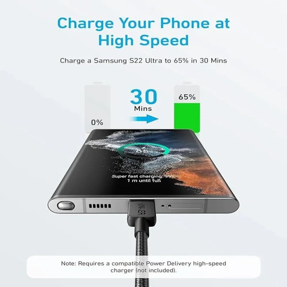 Anker 322 USB-C to USB-C Cable 3ft - Black