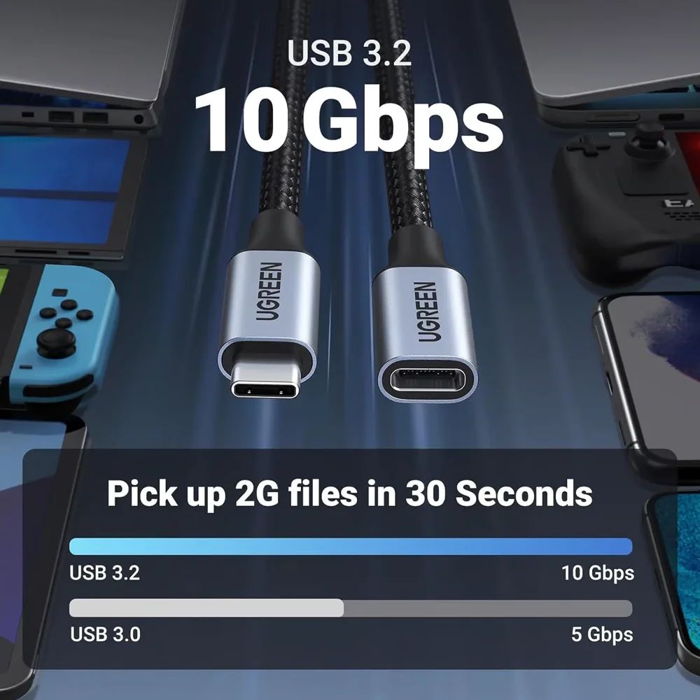 UGREEN 30205 USB-C to USB-C Female Extension Cable (1 Meter)