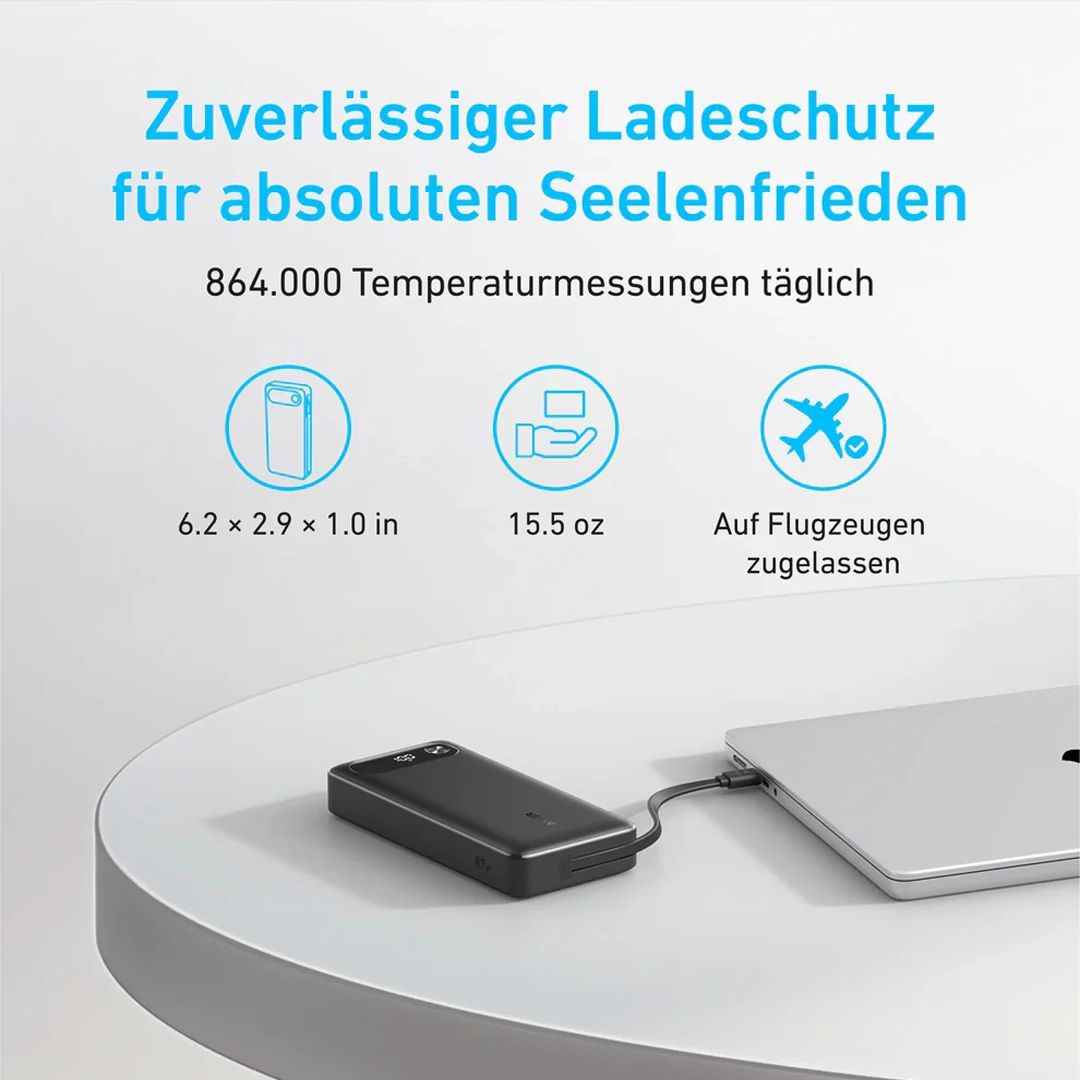 Anker Power Bank 20000mAh 87W with Built-in USB-C Cable