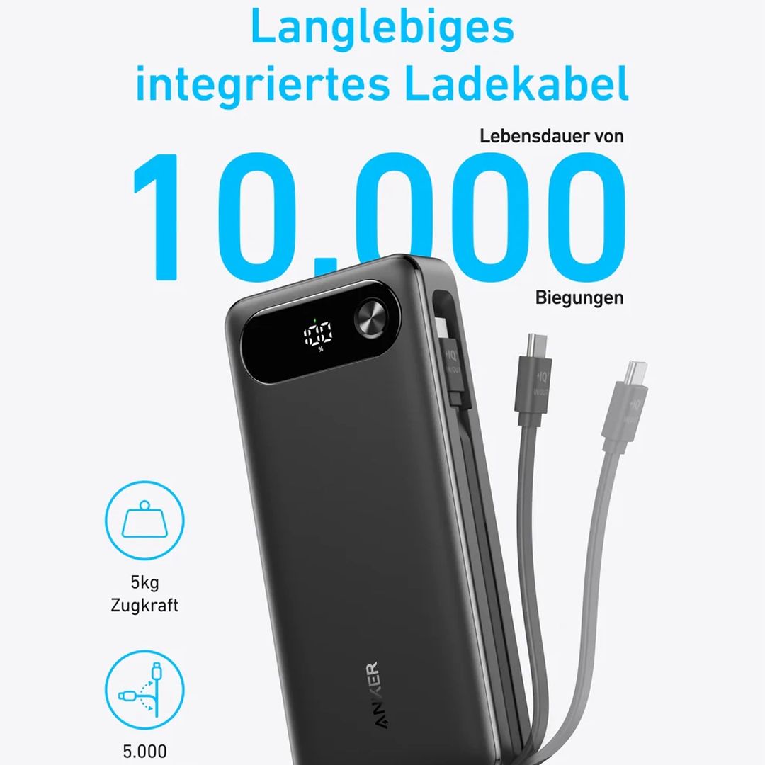 Anker Power Bank 20000mAh 87W with Built-in USB-C Cable