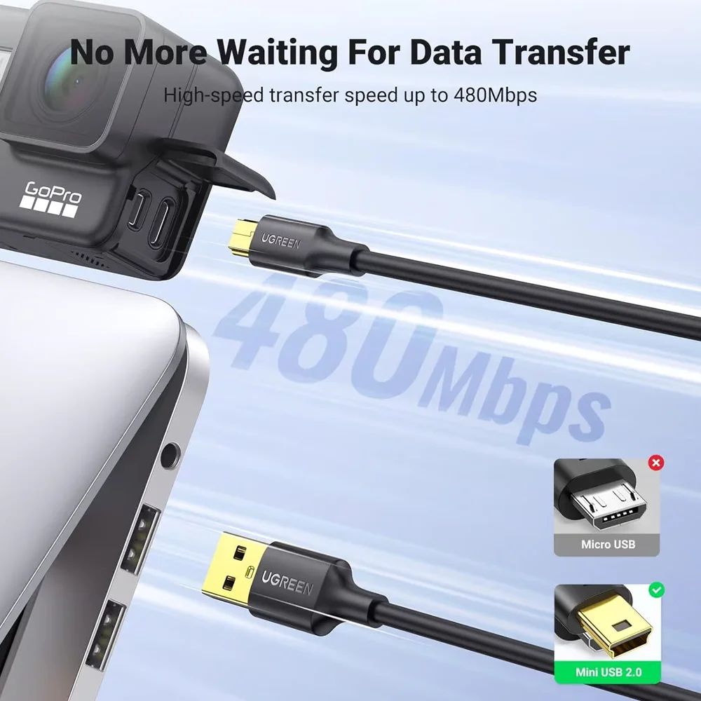 UGREEN 30472 USB 2.0 Male to Mini 5-Pin Cable (2 Meters)